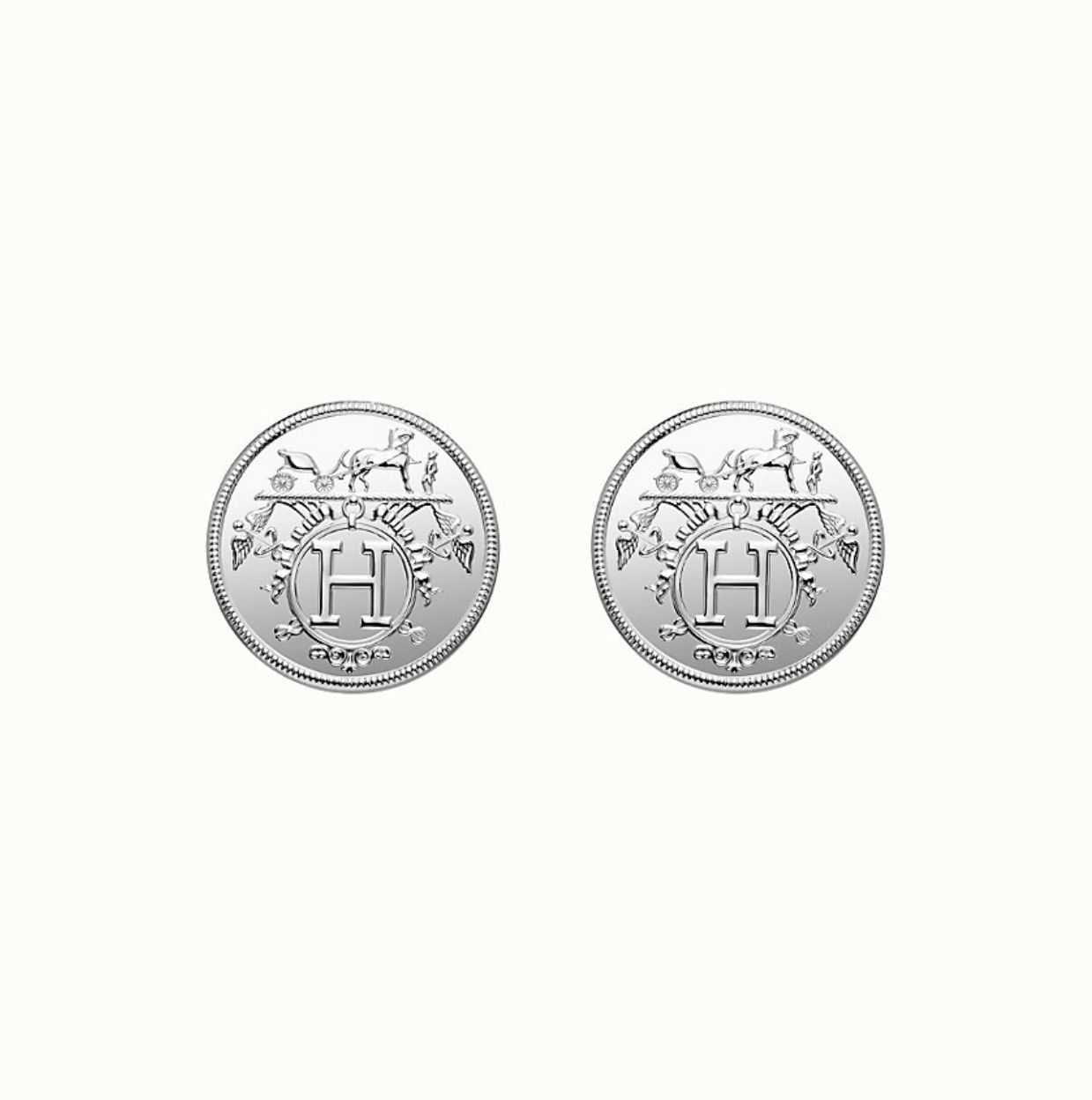 HERMES エルメス☆エクスリブリス TPM ピアス☆シルバー (HERMES ...