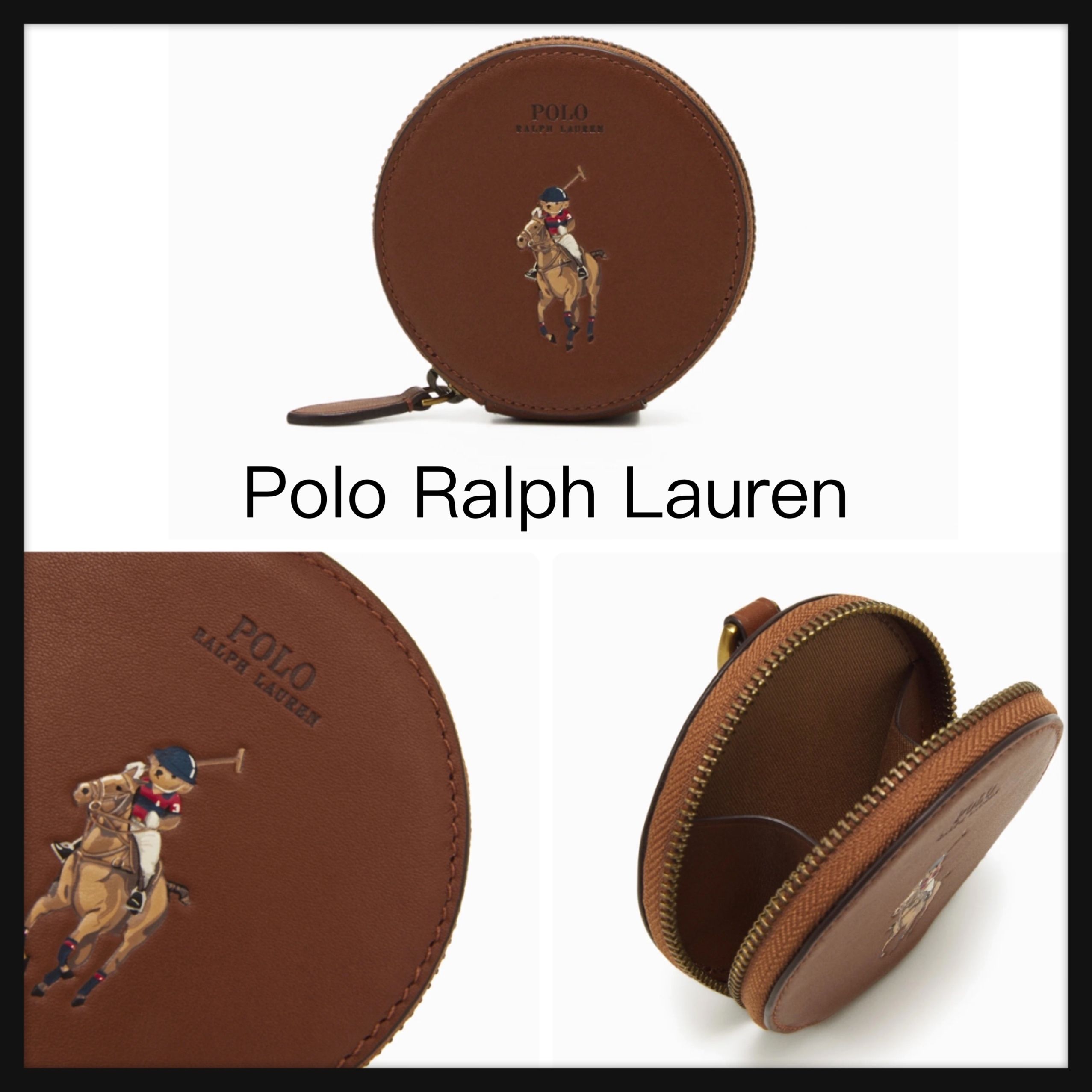 POLO RALPH LAUREN】コインパース ポーチ ポロベア レザー 茶 (POLO ...