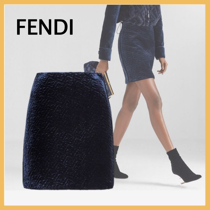 FENDI】フェンディ*ベルベット ミニスカート ハイウエスト (FENDI/ミニ 販売の事前割引 FENDI ミニスカート ミニスカート