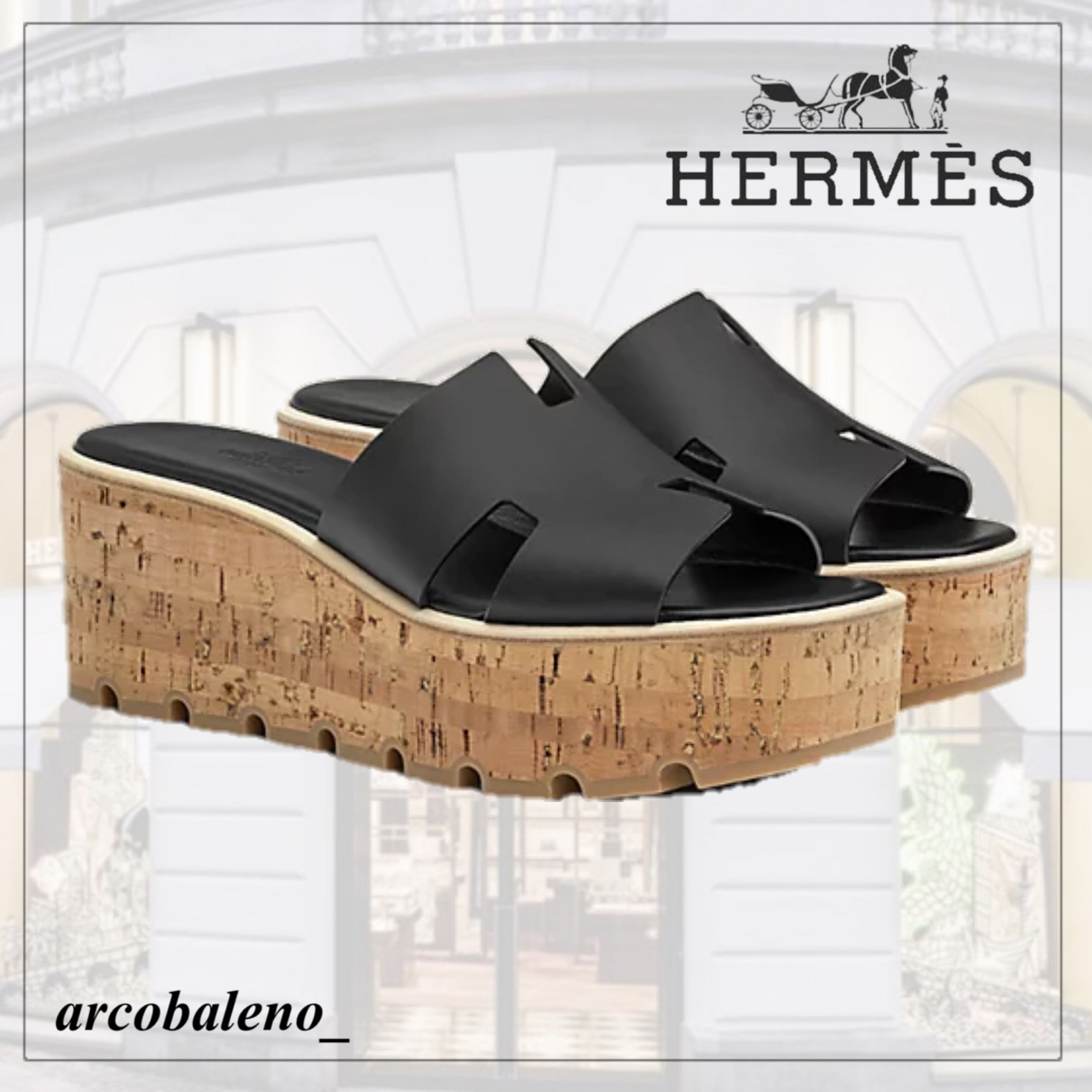 厚底コルクがお洒落♪】エルメス サンダル EZE30 (HERMES/サンダル 厚底コルクがお洒落♪】エルメス サンダル EZE30 (HERMES/サンダル