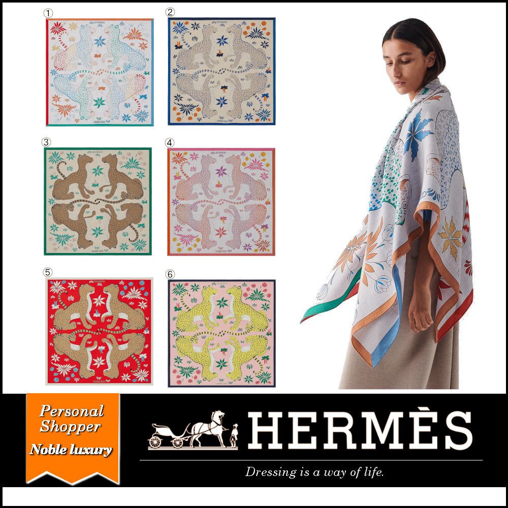 2022SS HERMES カレジェアン《レオパード》カシミア シルク 6色 ...