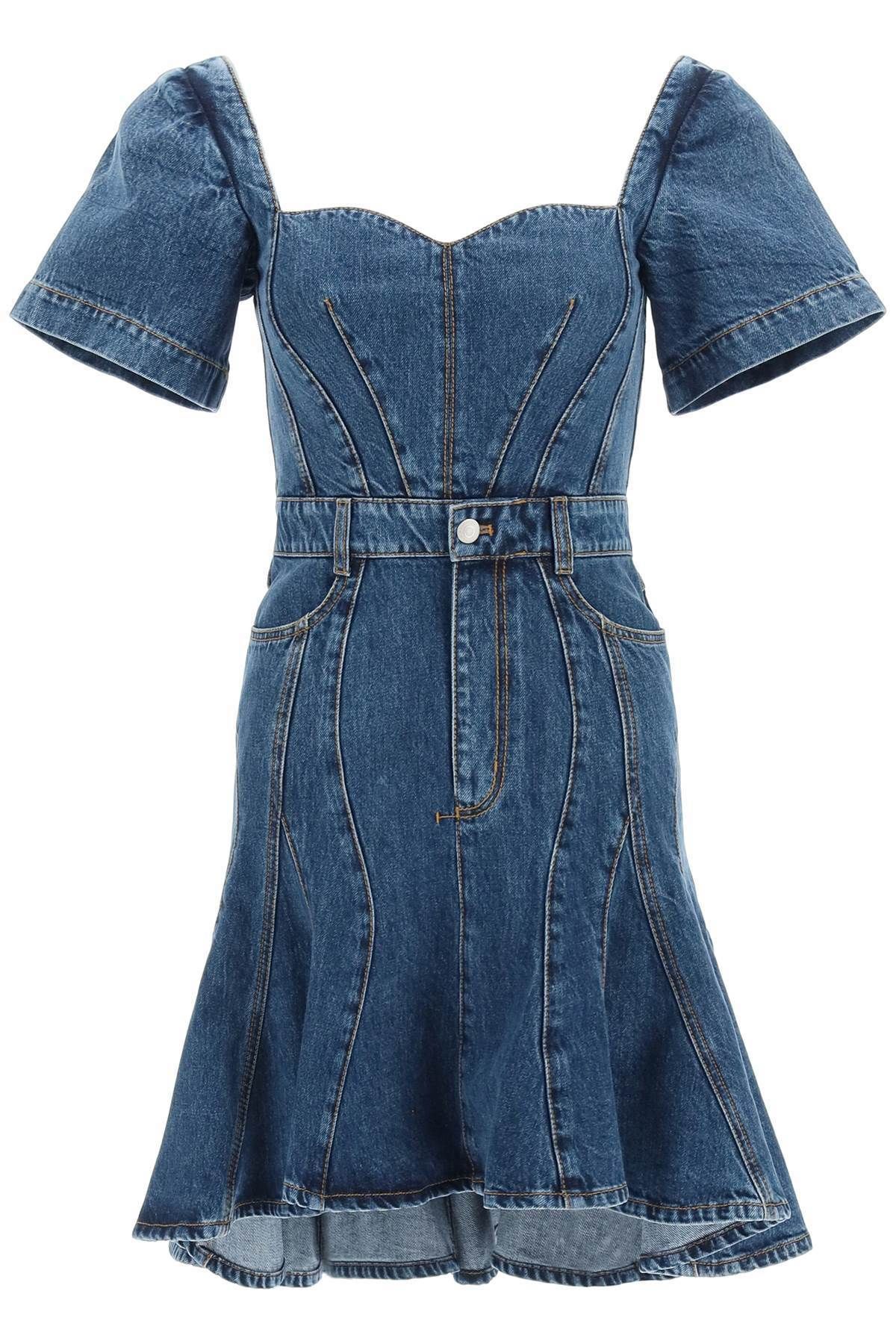 alexander mcqueen☆フルートウォッシュデニムミニドレス (alexander ...