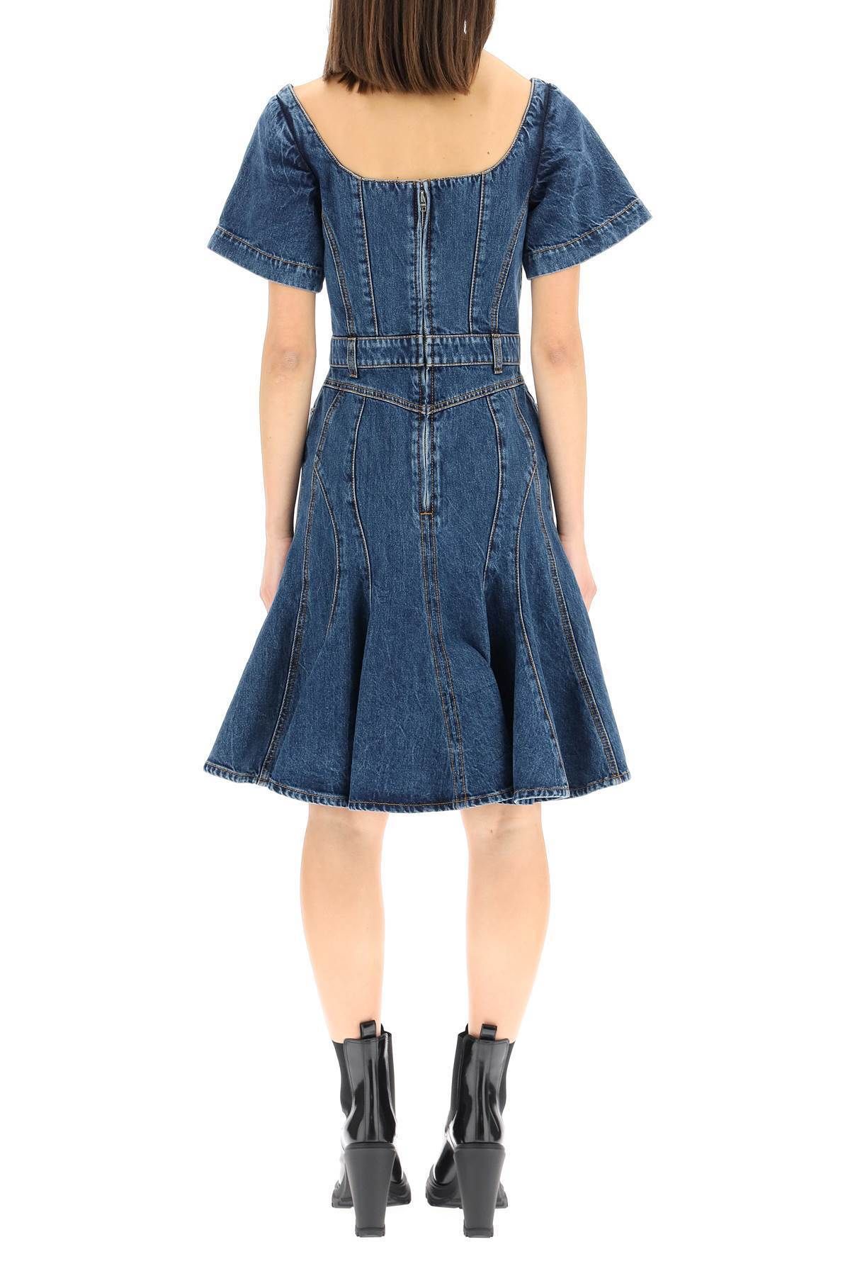 alexander mcqueen☆フルートウォッシュデニムミニドレス (alexander ...