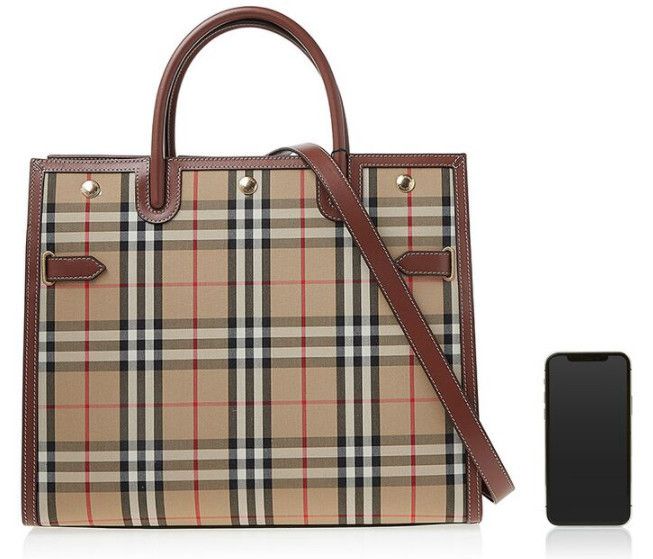 【送料&関税込】Burberry Handbag BURBERRY Square type small title bag Hand Bag Leather Black