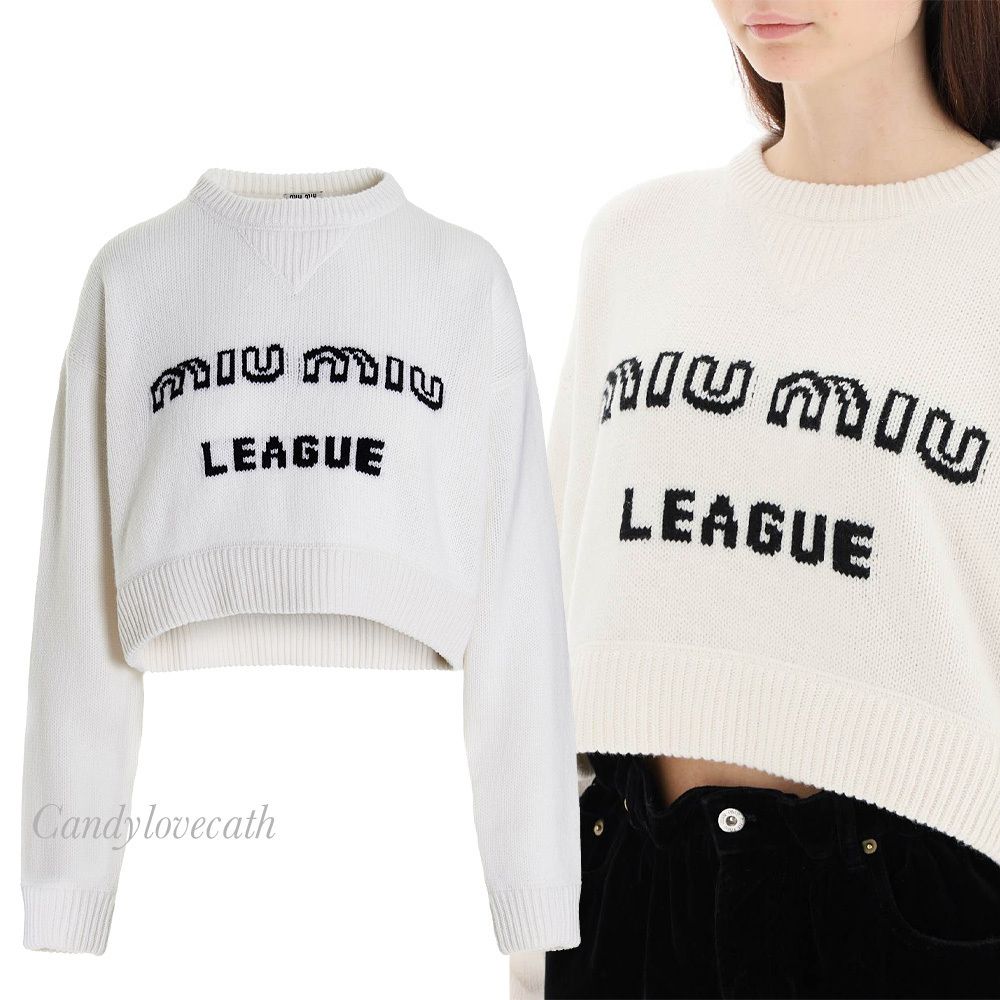 売れ筋新商品 miumiu ロゴニット - ニット/セーター