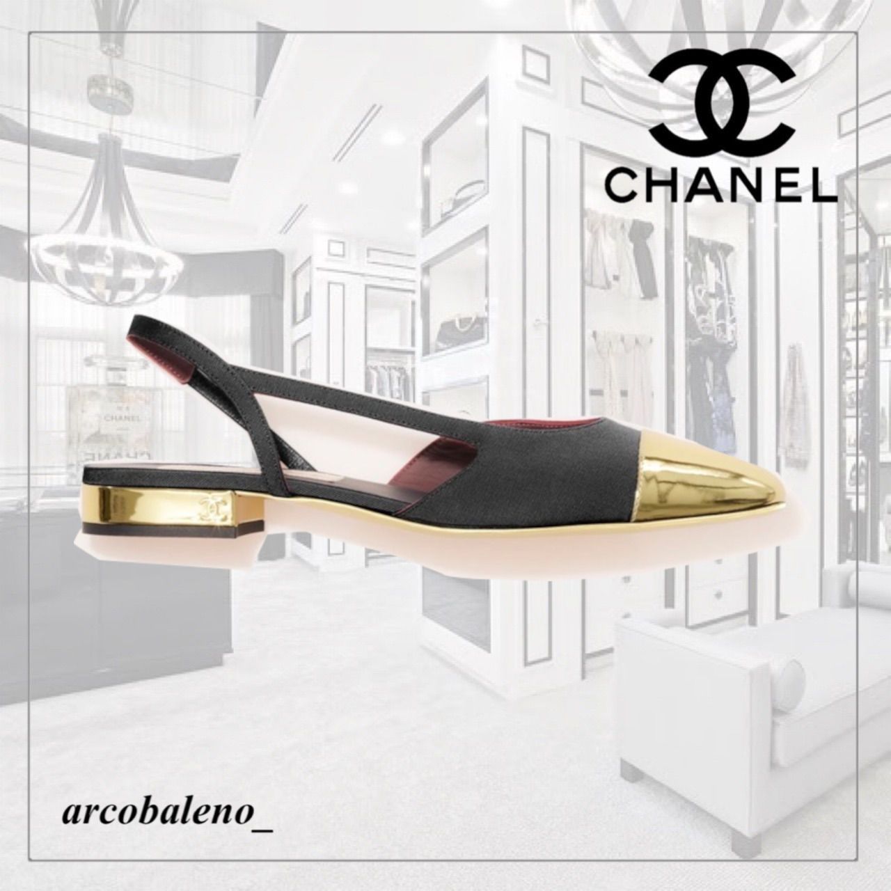 ゴールドアクセントで上品♪】シャネル サンダル (CHANEL/パンプス ゴールドアクセントで上品♪】シャネル サンダル (CHANEL/パンプス