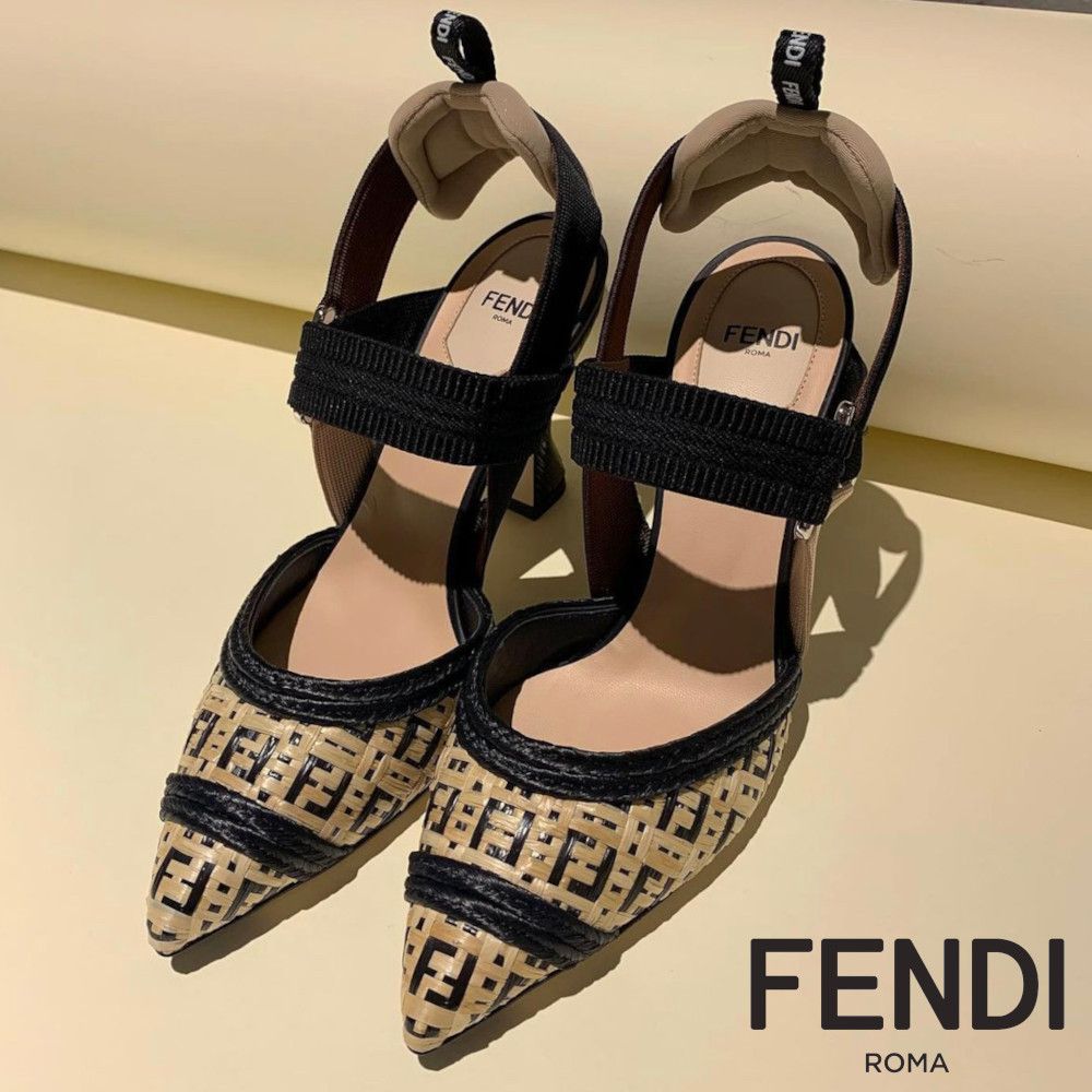 FENDI】COLIBRIスリングバックシューズ*ベージュラフィア (FENDI FENDI】COLIBRIスリングバックシューズ*ベージュラフィア (FENDI