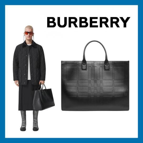 Burberry】エンボスチェック レザートート (Burberry/トートバッグ Burberry】エンボスチェック レザートート (Burberry/トートバッグ