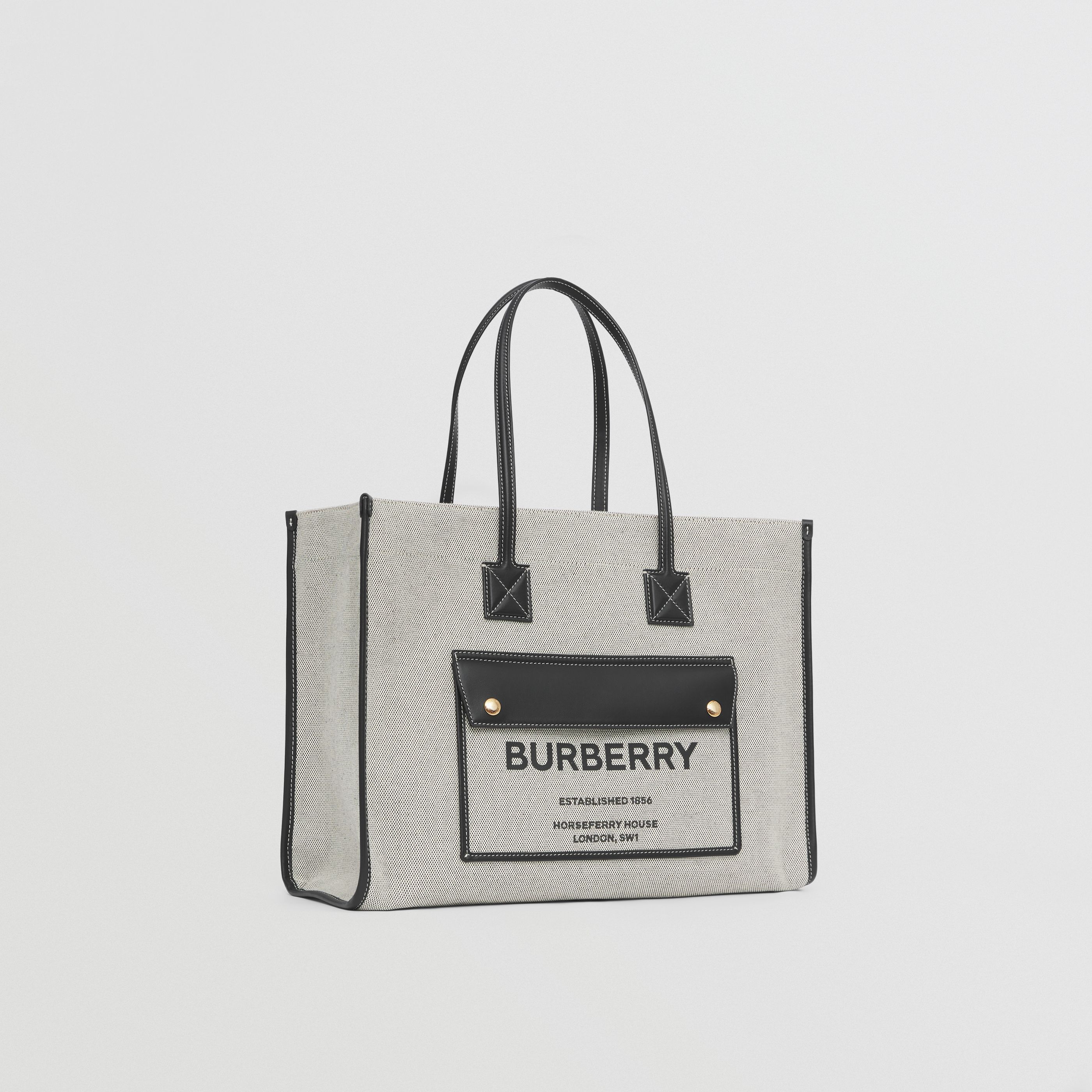 ミディアム ツートン キャンバス&レザー フレヤトート (Burberry ...