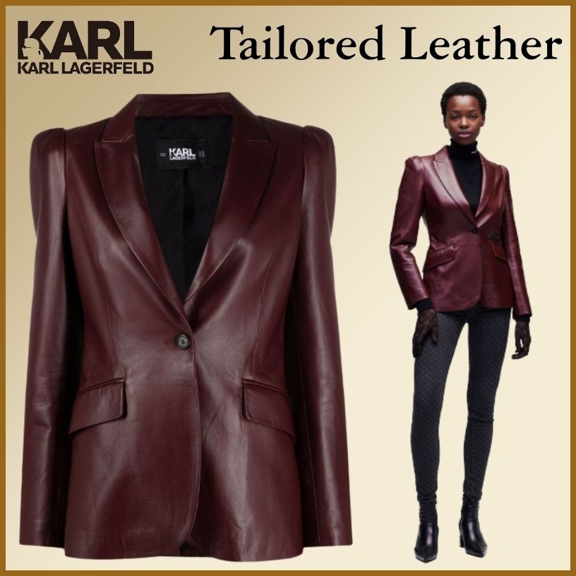 Karl Lagerfeld レザー シングルジャケット (Karl Lagerfeld/レザー オンラインストア新作 ラガーフェルド ジャケットコート テーラードジャケット