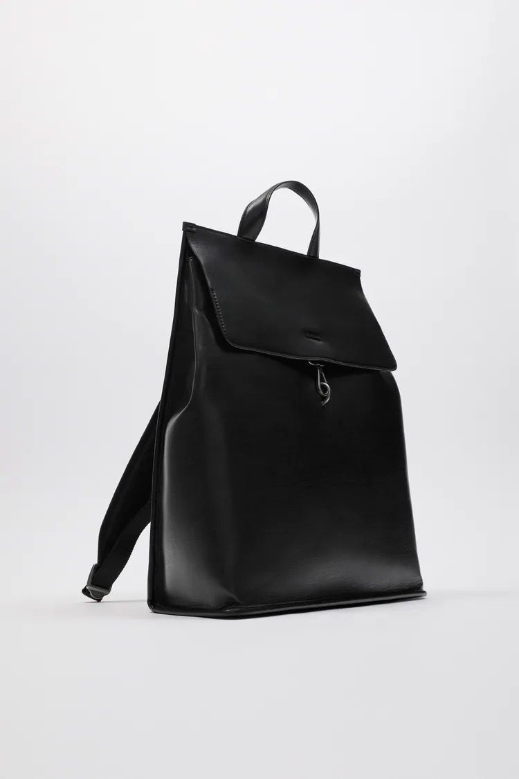 ZARA(ザラ)】フラップ ミニマルバックパック-ブラック (ZARA/バック ZARA(ザラ)】フラップ ミニマルバックパック-ブラック (ZARA/バック