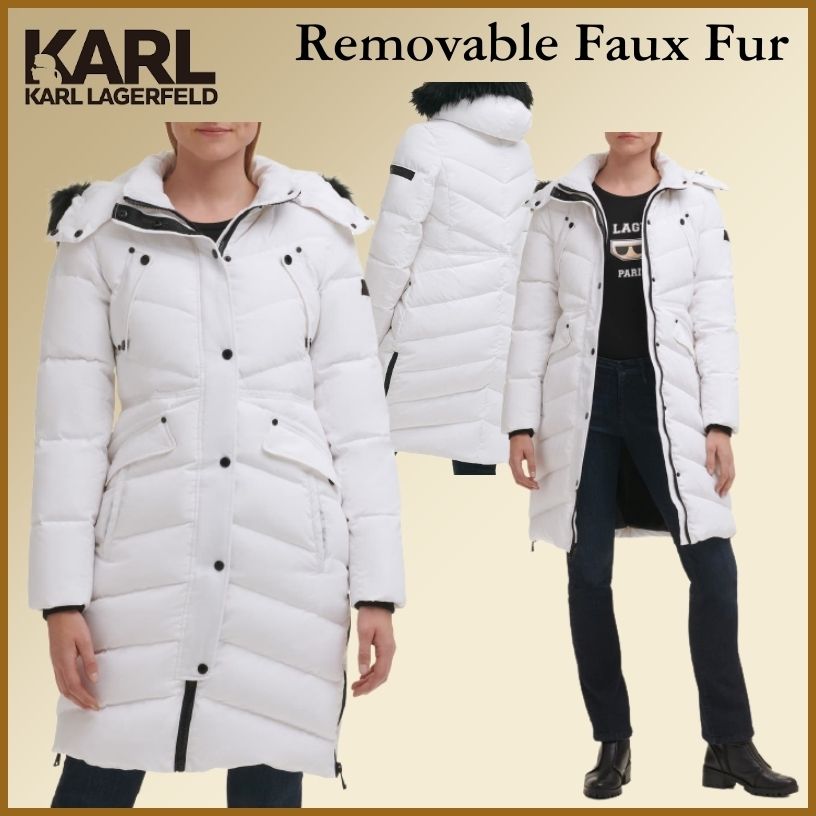 Karl Lagerfeld 耐水性ダウン&羽の塗りつぶしフグジャケット (Karl オンラインストア新作 ラガーフェルド ジャケットコート テーラードジャケット