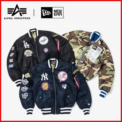 Newera X MLB X ALPHA コラボ INDUSTRIES MA-1 ジャケット NY&LA (New 