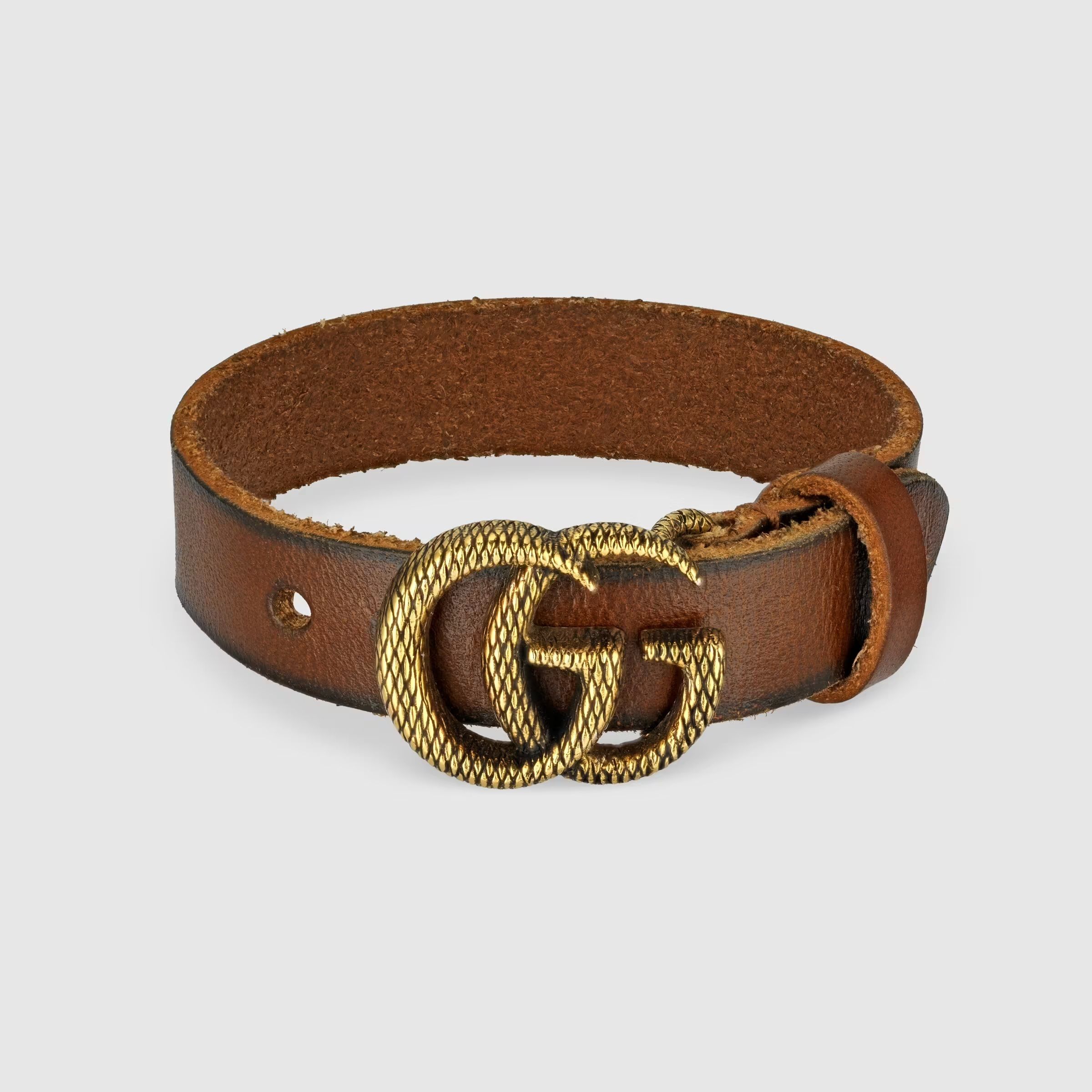 GUCCI】ダブルG エングレービング レザー ブレスレット (GUCCI