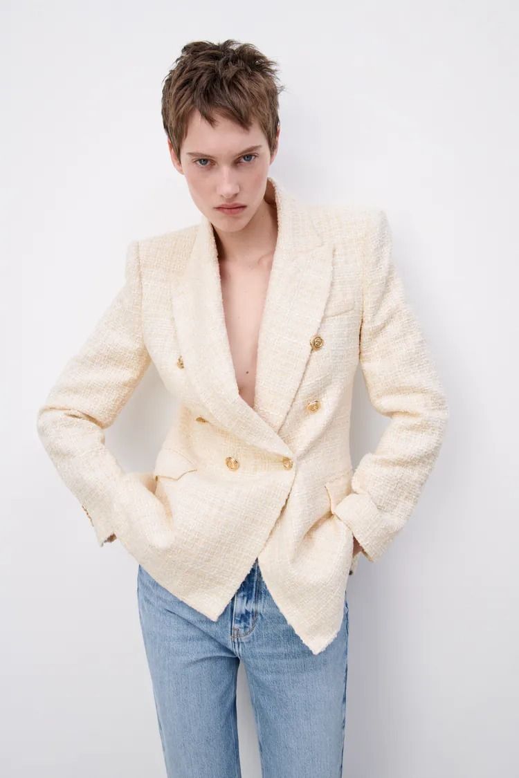 ☆ドイツ発*ZARA*新作*メタルボタンジャガードブレザー/EN☆ (ZARA ☆ドイツ発*ZARA*新作*メタルボタンジャガードブレザー/EN☆ (ZARA