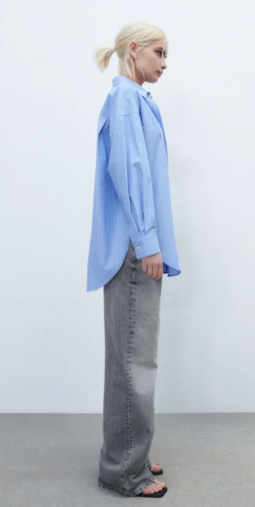 スペイン発送◎ZARA♪オーバーサイズ*ストライプシャツ♪ブルー (ZARA スペイン発送◎ZARA♪オーバーサイズ*ストライプシャツ♪ブルー (ZARA