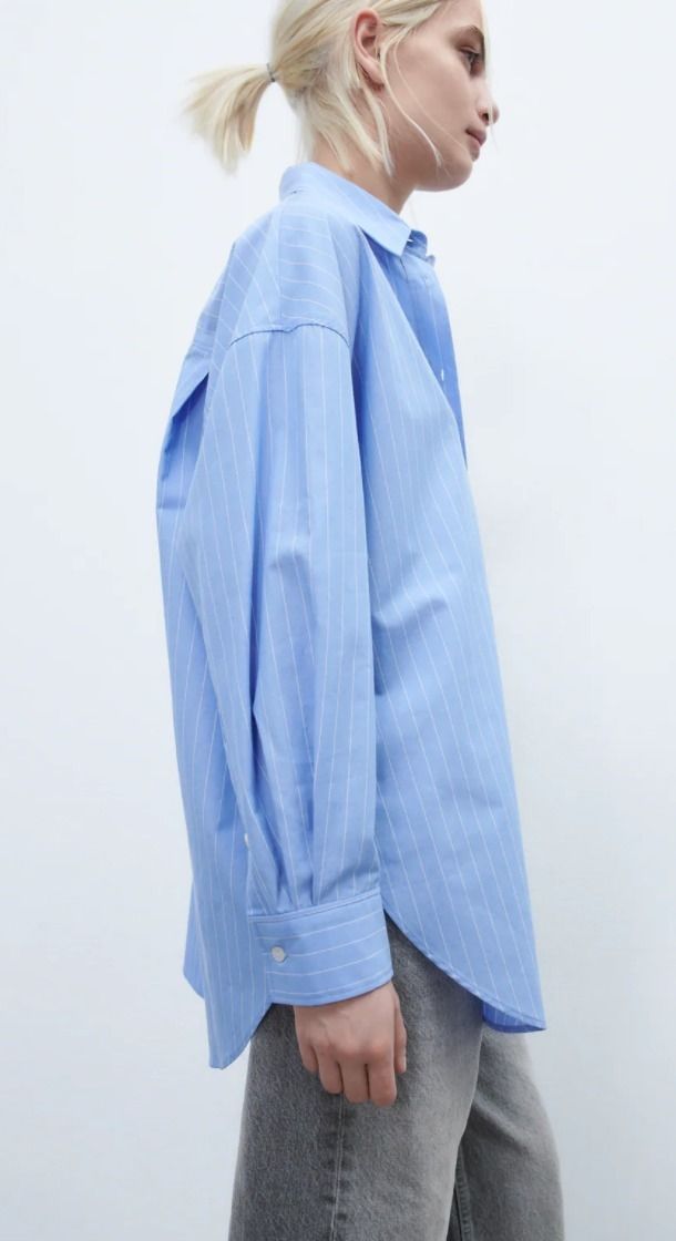 スペイン発送◎ZARA♪オーバーサイズ*ストライプシャツ♪ブルー (ZARA スペイン発送◎ZARA♪オーバーサイズ*ストライプシャツ♪ブルー (ZARA
