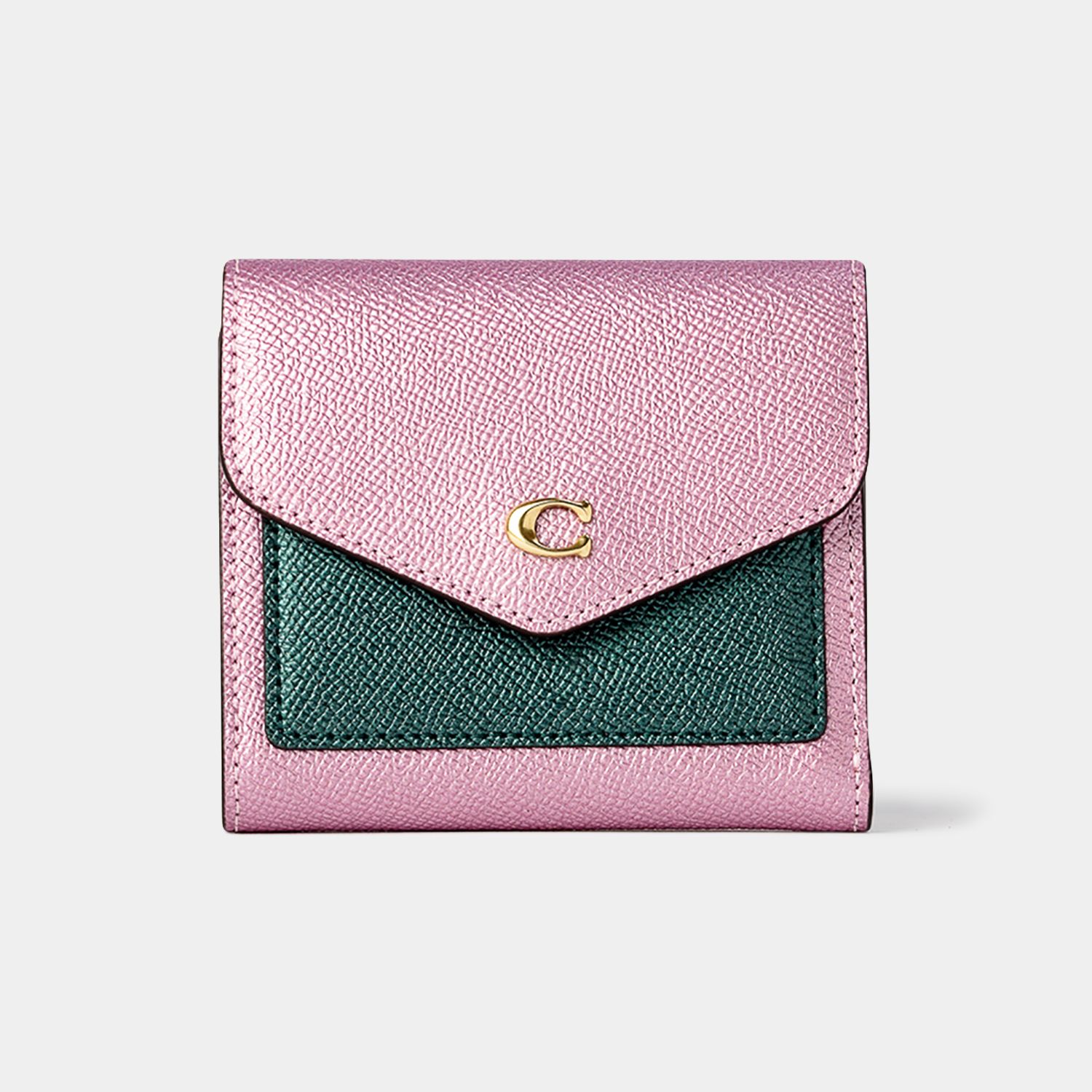 コーチ Coach お財布 二つ折り財布 メタリックピンクマルチ Coach 折りたたみ財布 Buyma