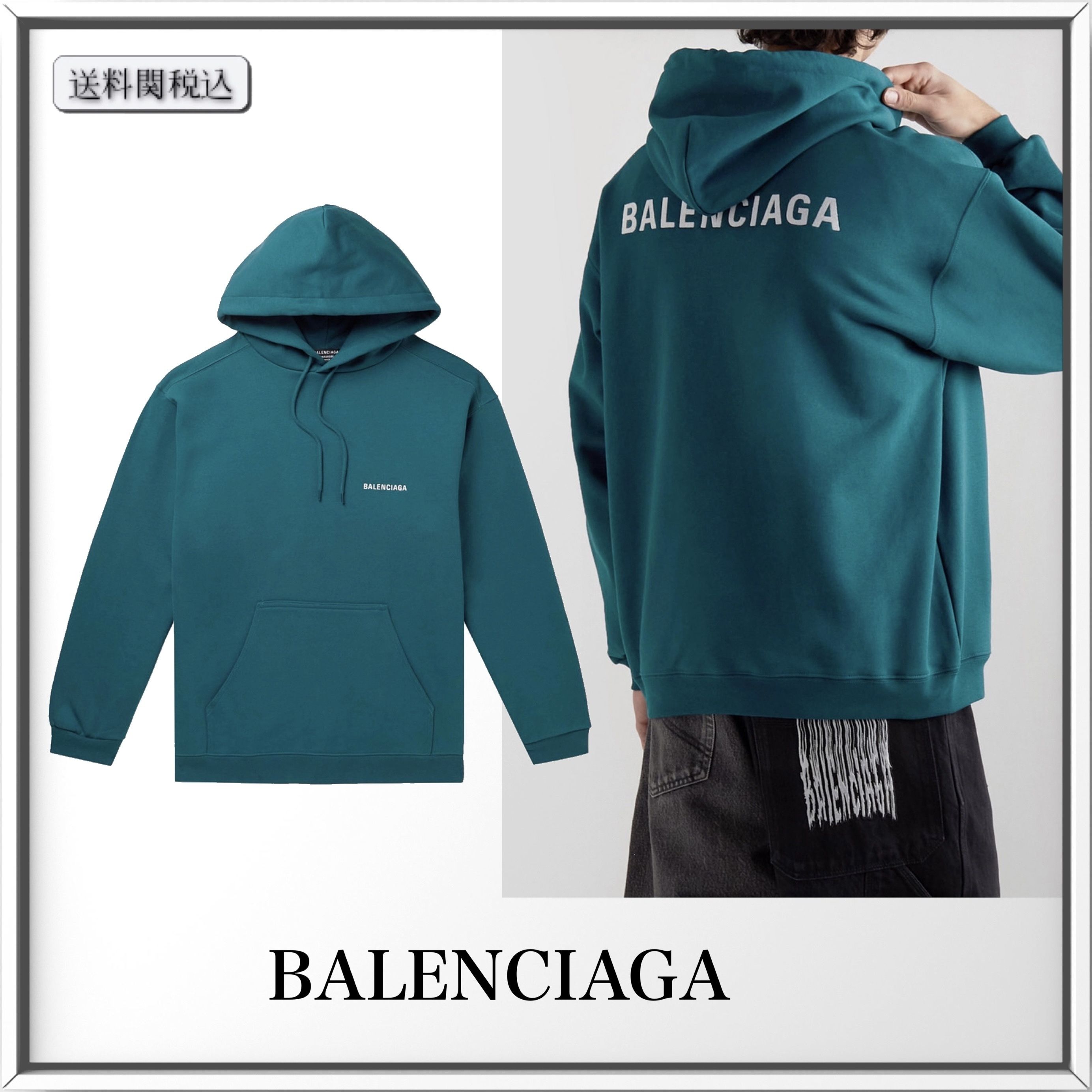 BALENCIAGA ロゴ エンブロイダリーコットン スウェットパーカー