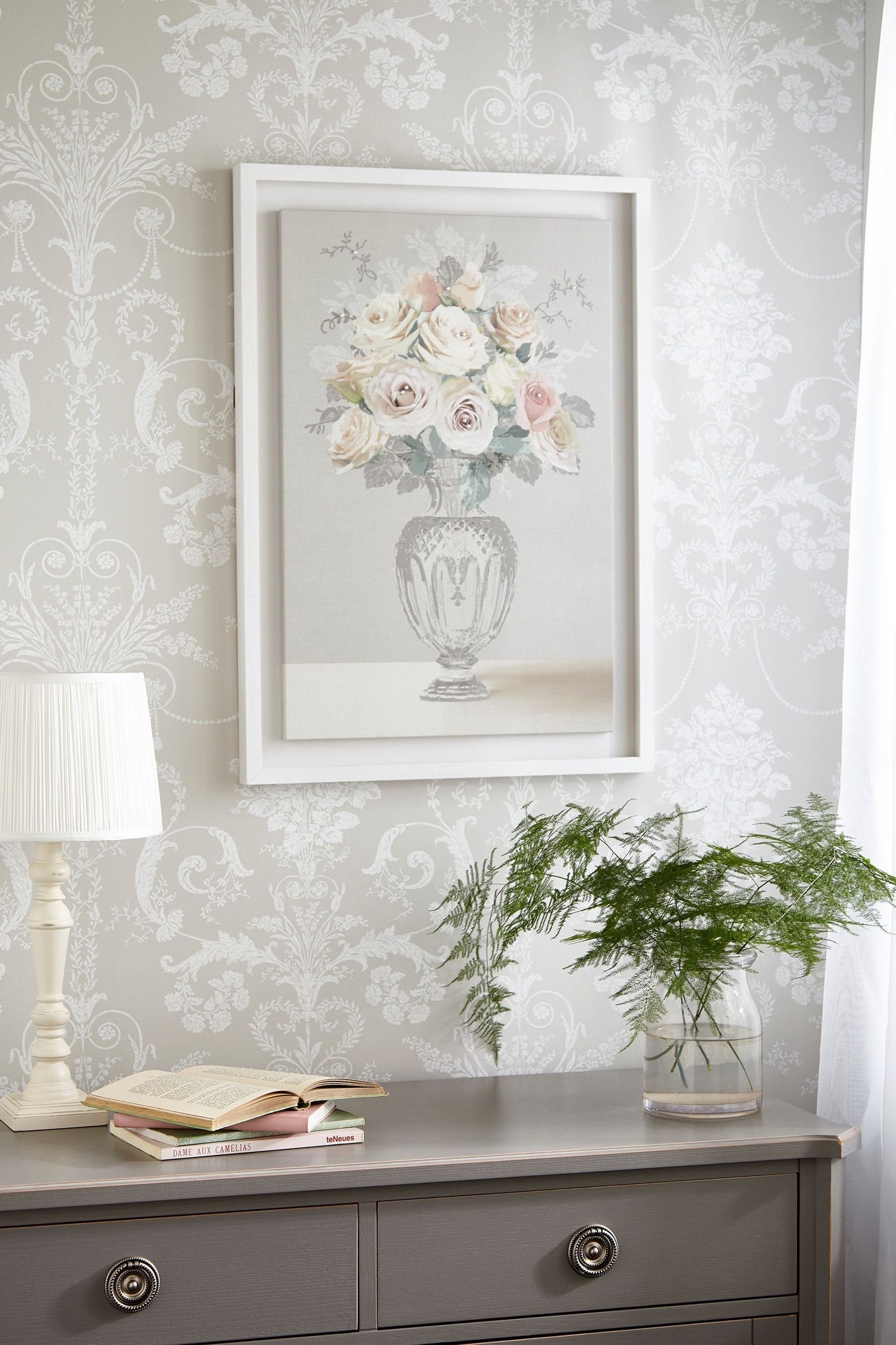 Laura Ashley◆Rose Bouquet Vase◆パール付き ローズブーケ絵画 Laura Ashley◇Rose Bouquet Vase◇パール付き ローズブーケ絵画