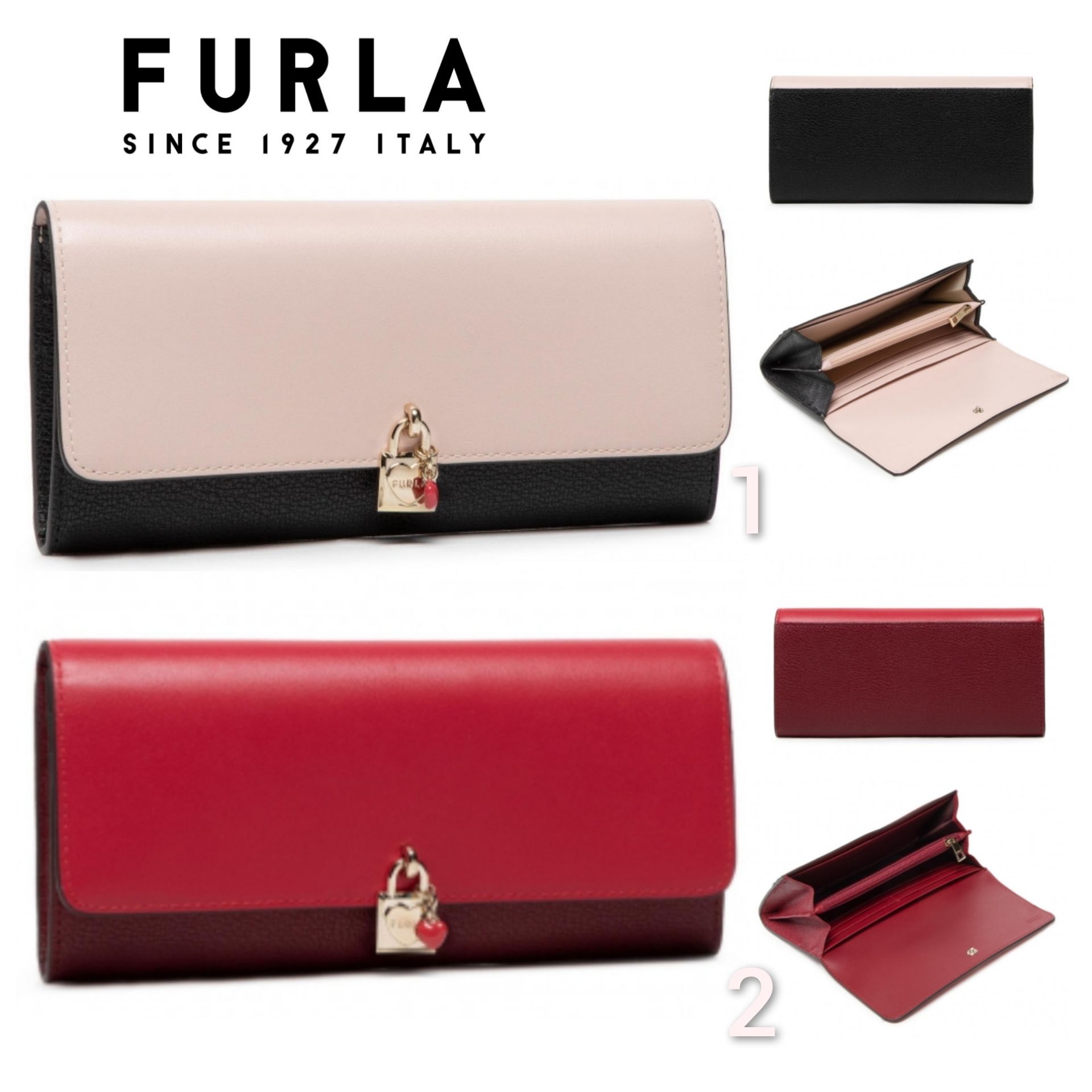 先取/希少☆Lovely/錠/ハートCharm【送込Furla】3折長財布☆桃赤 先取/希少☆Lovely/錠/ハートCharm【送込Furla】3折長財布☆桃赤