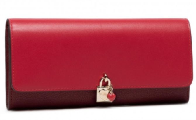 先取/希少☆Lovely/錠/ハートCharm【送込Furla】3折長財布☆桃赤 先取/希少☆Lovely/錠/ハートCharm【送込Furla】3折長財布☆桃赤