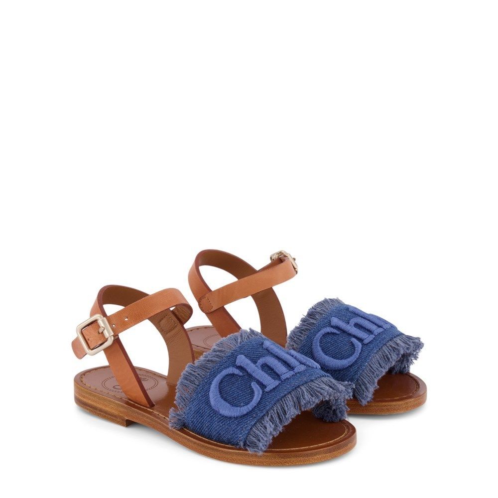 2022SS大人もOK ☆ CHLOE Kids ロゴデニムサンダルBl(b38) (Chloe 2022SS大人もOK ☆ CHLOE Kids ロゴデニムサンダルBl(b38) (Chloe