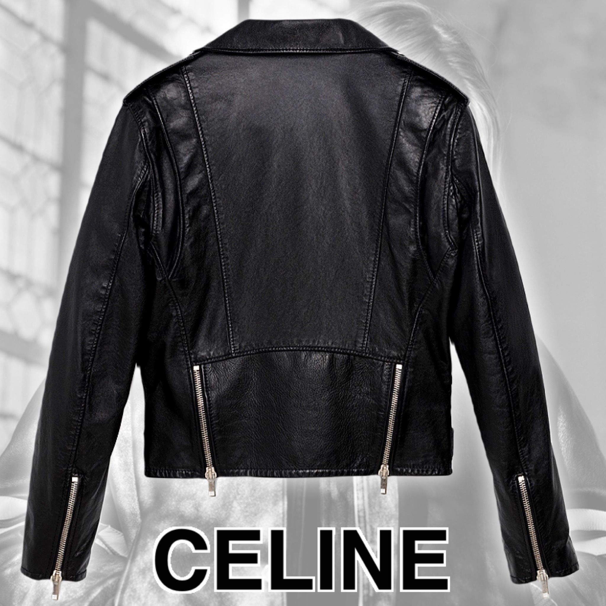 53) 美品 CELINE セリーヌ 羊革 ジャケット 38 ボア ラム - レザー