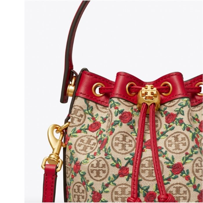 トリーバーチ T モノグラム 刺繍 ミニ バケットバッグ (Tory Burch トリーバーチ T モノグラム 刺繍 ミニ バケットバッグ (Tory Burch