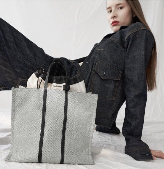 韓国ブランド【DeMAKER】New Vase bag///mixed black (DeMAKER/トート ...