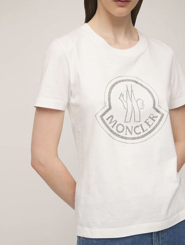 新作 22SS Moncler ラインストーンロゴ コットンTシャツ (MONCLER/T ...