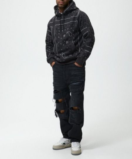 メンズZARA【関税/送料込】ペイズリープリントフーディ (ZARA/パーカー ...