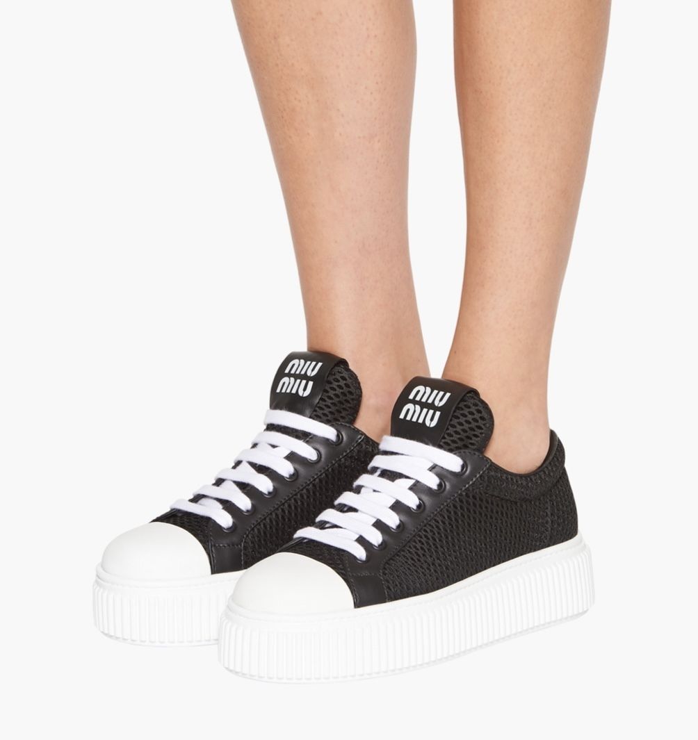 MiuMiu ミュウミュウ メッシュ フラットフォーム スニーカー (MiuMiu MiuMiu ミュウミュウ メッシュ フラットフォーム スニーカー (MiuMiu