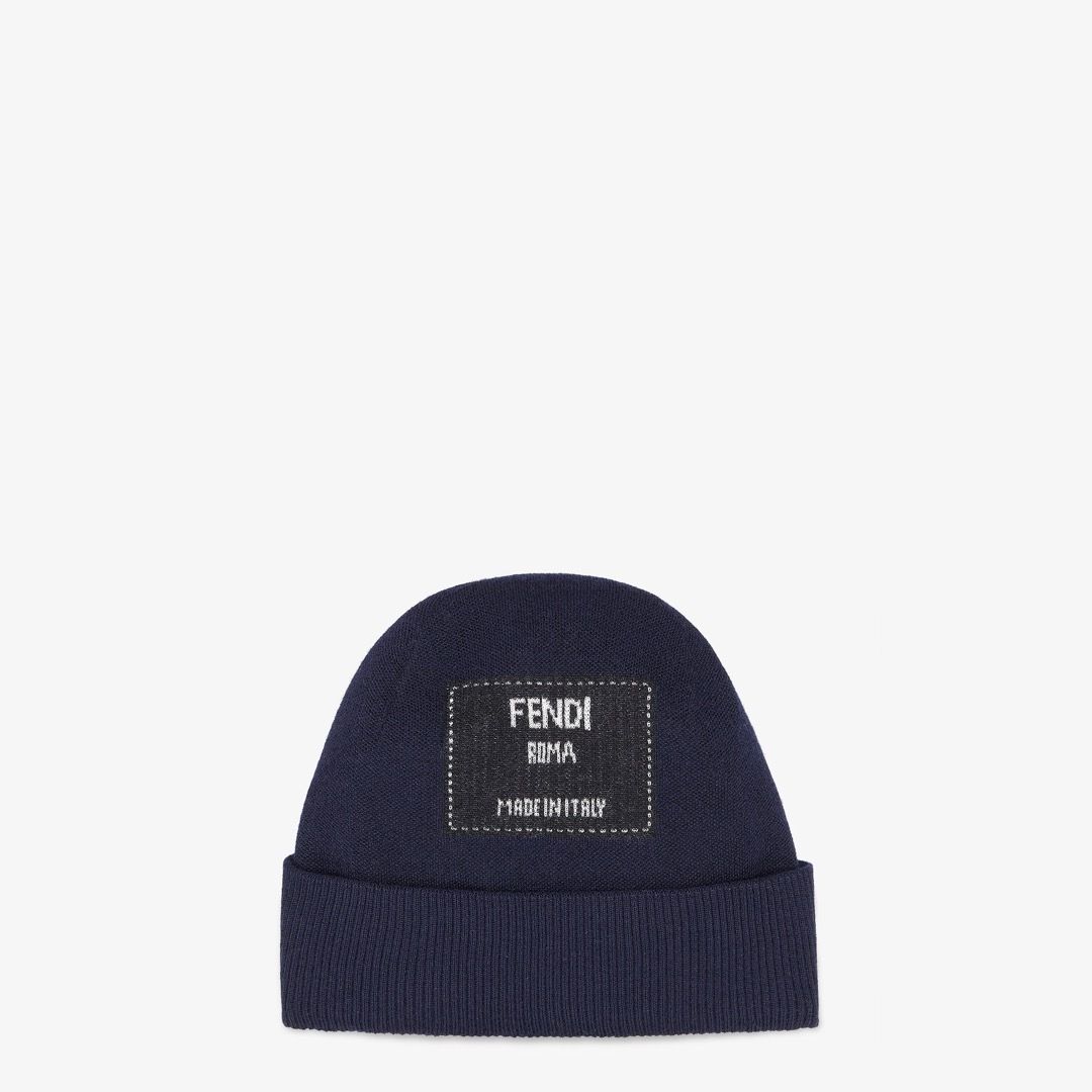 Fendi|ブルーカシミア ニット帽 ロゴ (FENDI/ニットキャップ ...