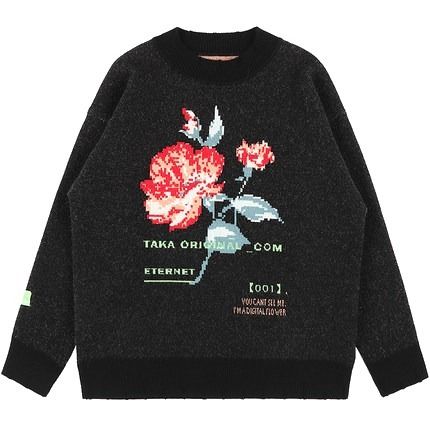 TAKAORIGINAL デジタルフラワー ロゴ ジャカード ニットセーター (TAKA TAKAORIGINAL デジタルフラワー ロゴ ジャカード ニットセーター (TAKA
