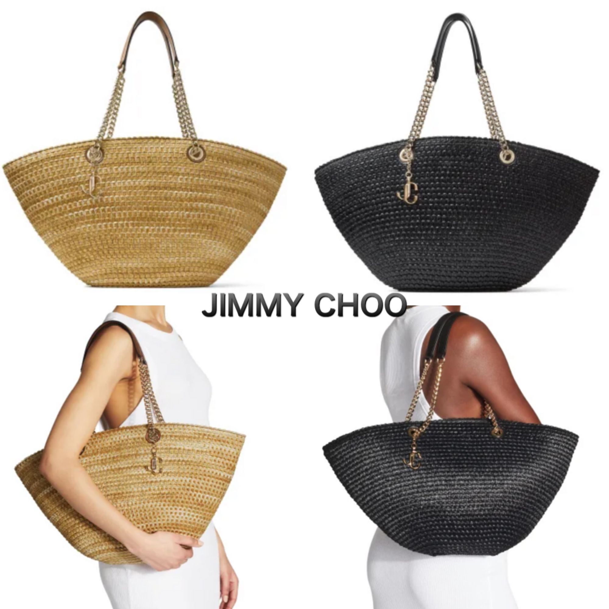 JIMMY CHOO】MARI RAFFIA TOTE/S バスケットバッグ (Jimmy Choo/かご ...