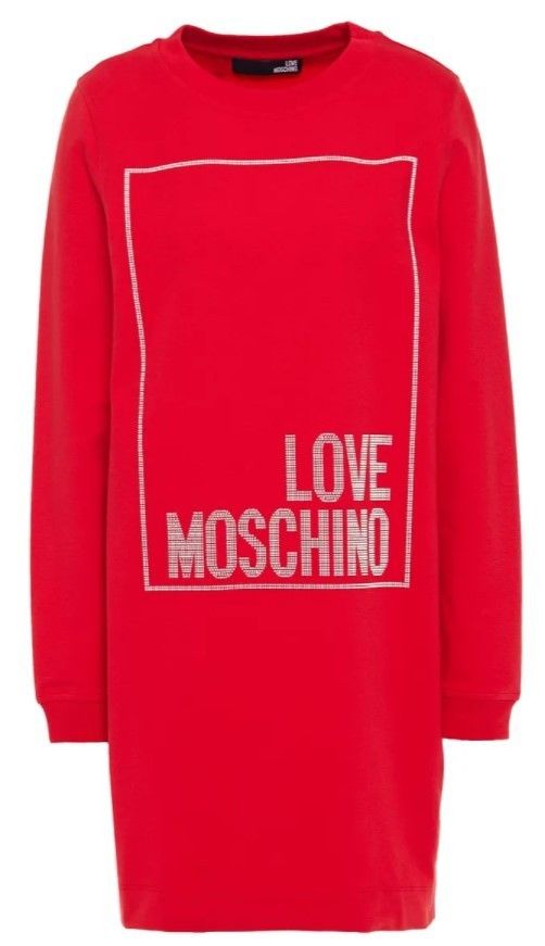 関税送料込♪LOVE MOSCHINO/スタッズロゴ 長袖 ミニワンピース SALE☆関送込】LOVE MOSCHINO スタッズロゴ ミニワンピース