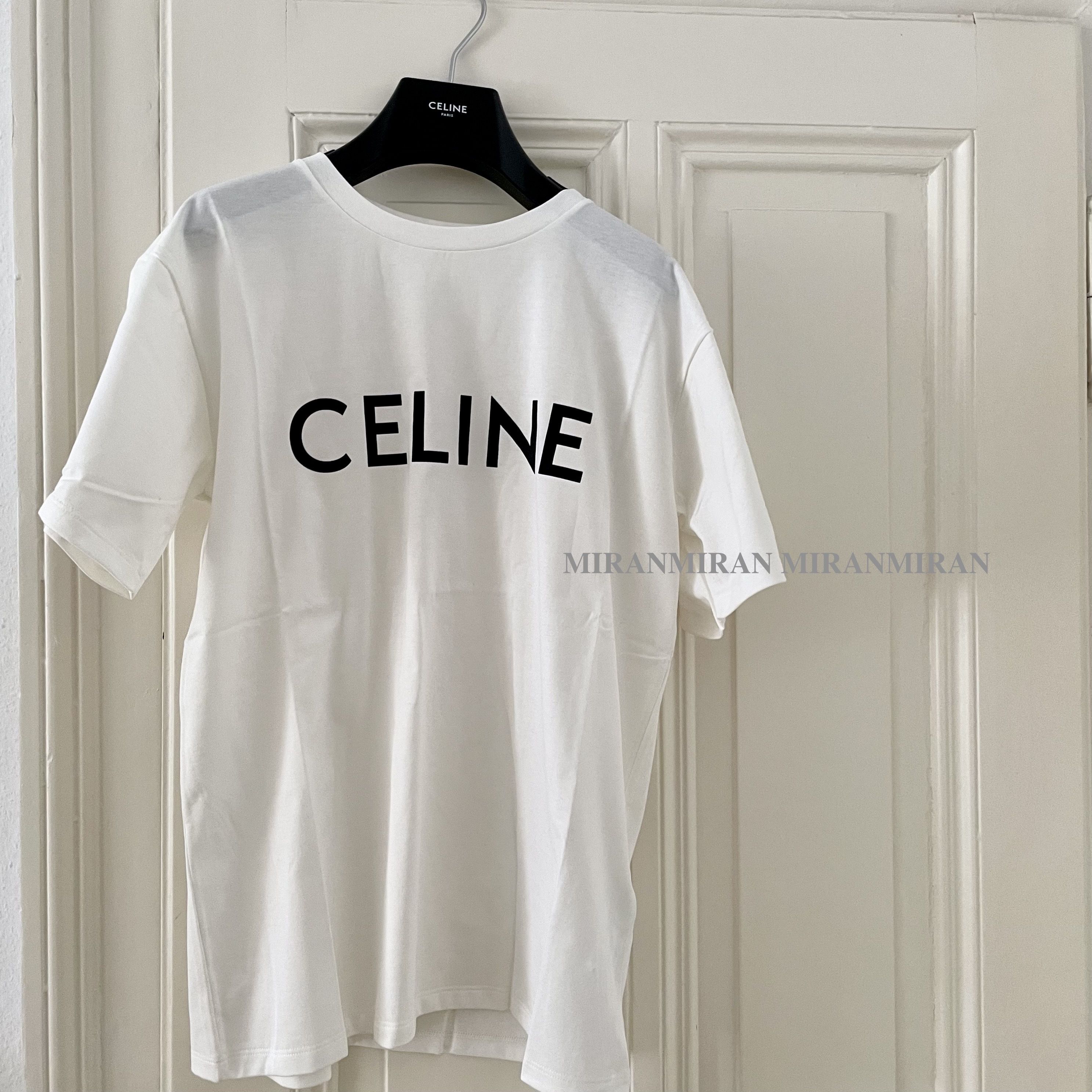 CELINE セリーヌ ロゴTシャツ コットン S ホワイト ブラック