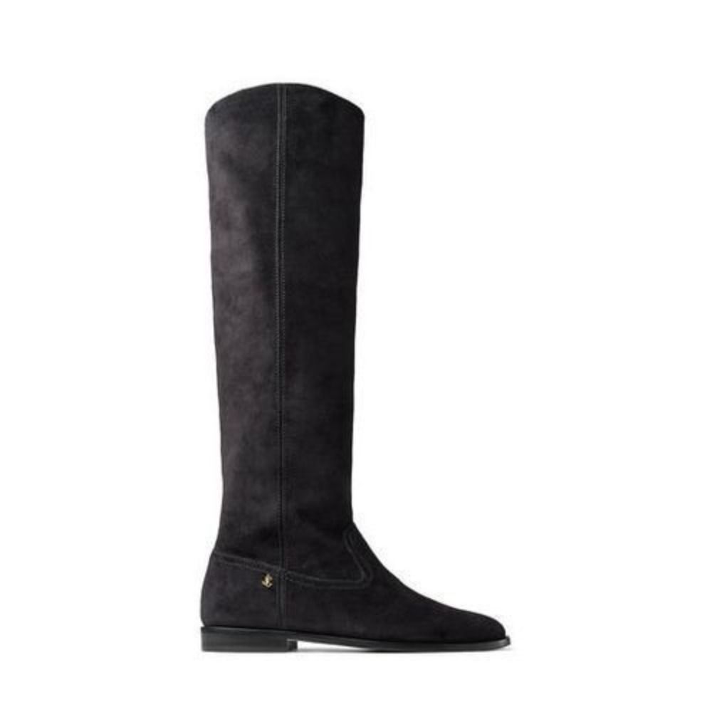 JimmyChoo BREE FLAT スエード ニーハイ フラット ブーツ Black (Jimmy ...
