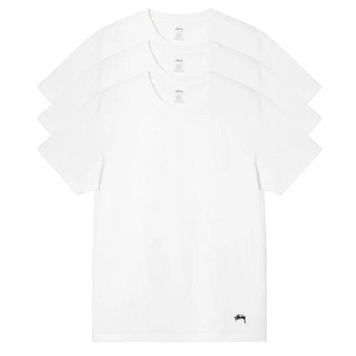新作★【STUSSY】タグレスコットン アンダー シャツ 3枚セット 新作☆【STUSSY】タグレスコットン アンダー シャツ 3枚セット