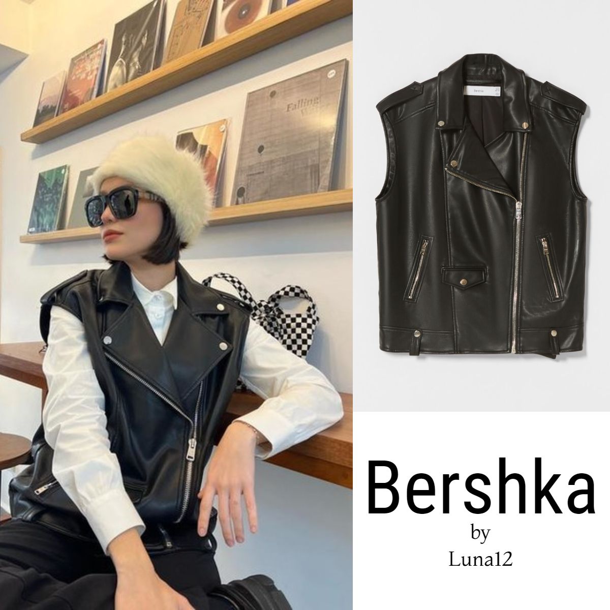 NEW Bershka♡フェイクレザー ライダースベスト (Bershka/ベスト・ジレ NEW Bershka♡フェイクレザー ライダースベスト (Bershka/ベスト・ジレ