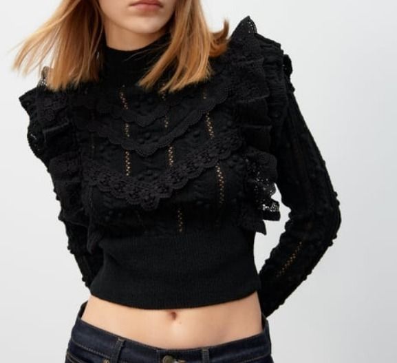 ZARA】オープンニット フリルセーター 4331/042 (ZARA/ニット ZARA】オープンニット フリルセーター 4331/042 (ZARA/ニット