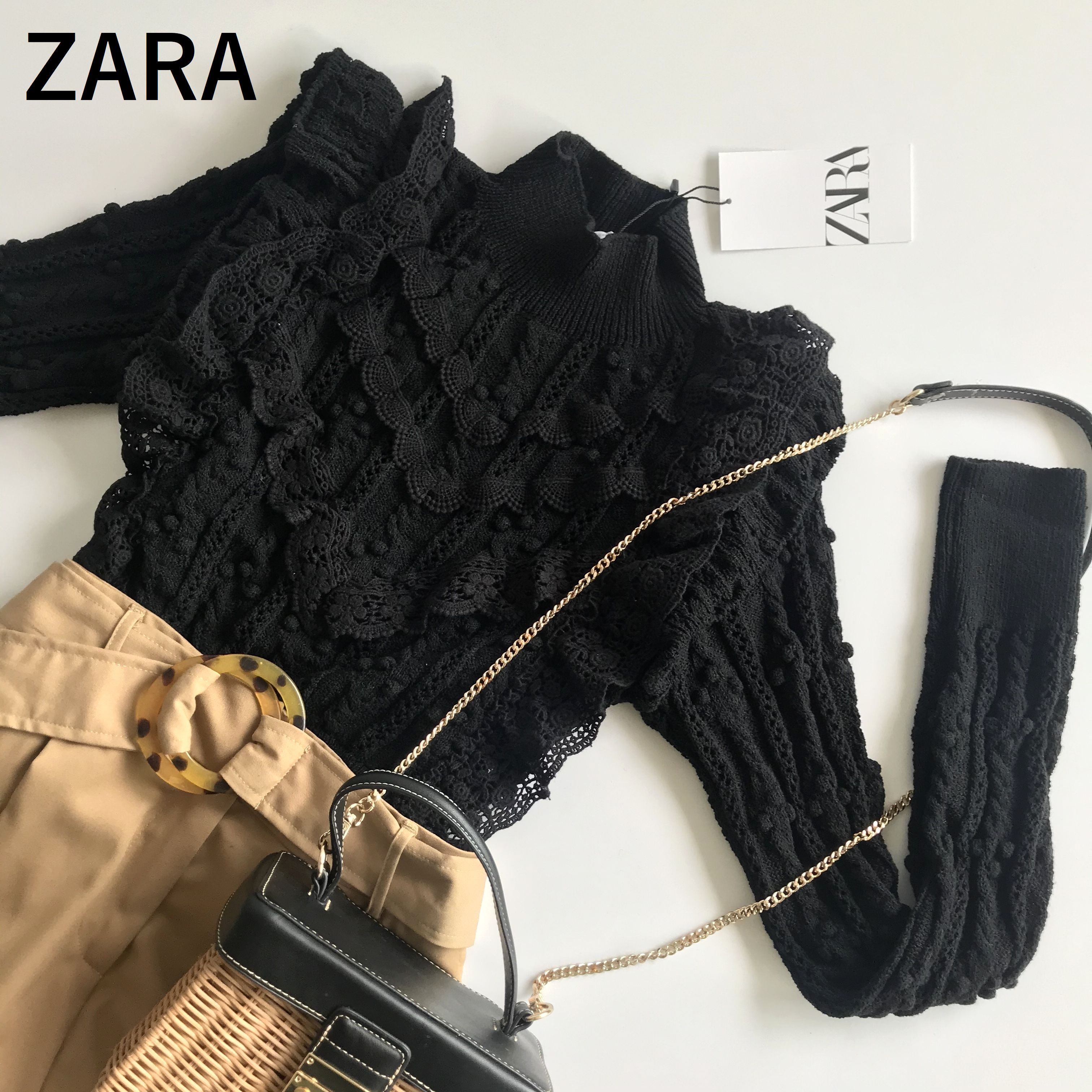 ZARA】オープンニット フリルセーター 4331/042 (ZARA/ニット ZARA】オープンニット フリルセーター 4331/042 (ZARA/ニット