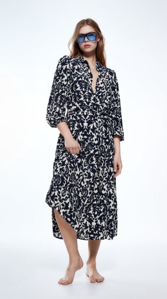スペイン発送◎ZARA♪カジュアルプリントミディワンピース◎新作 (ZARA スペイン発送◎ZARA♪カジュアルプリントミディワンピース◎新作 (ZARA