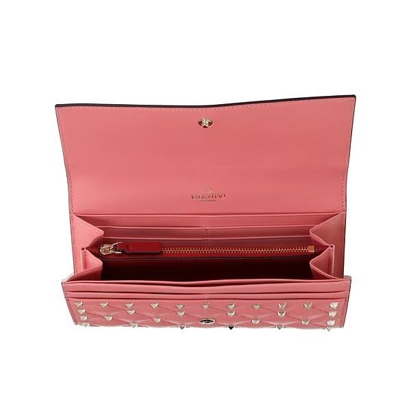 VALENTINO ヴァレンティノ レザー 長財布 スタッズ ピンク (VALENTINO ...