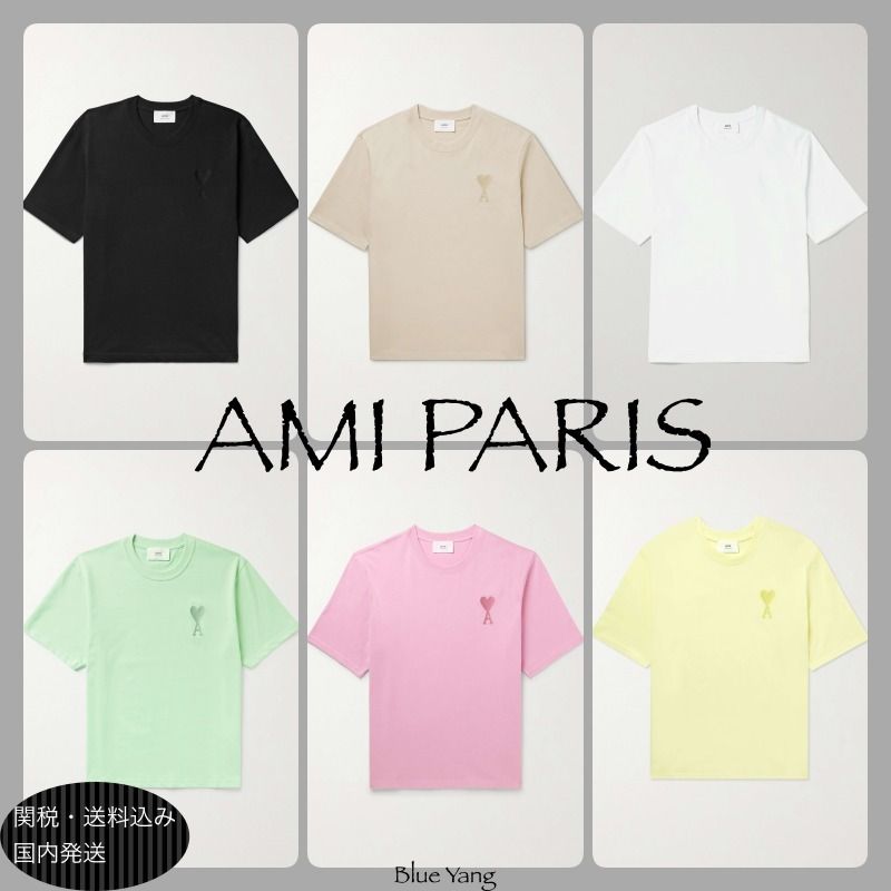 AMI Paris】Ami de Coeur ロゴ 刺繍 コットン Tシャツ (AMI PARIS/T AMI Paris】Ami de Coeur ロゴ 刺繍 コットン Tシャツ (AMI PARIS/T