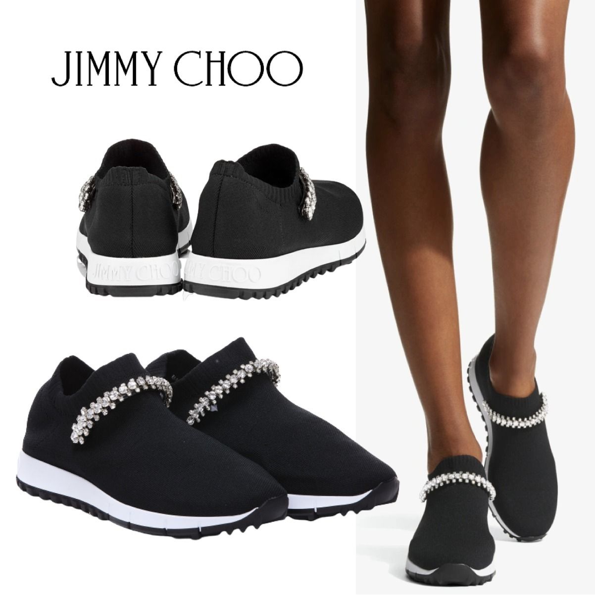 ジミーチュウ VERONA クリスタル ニット ソックススニーカー (Jimmy