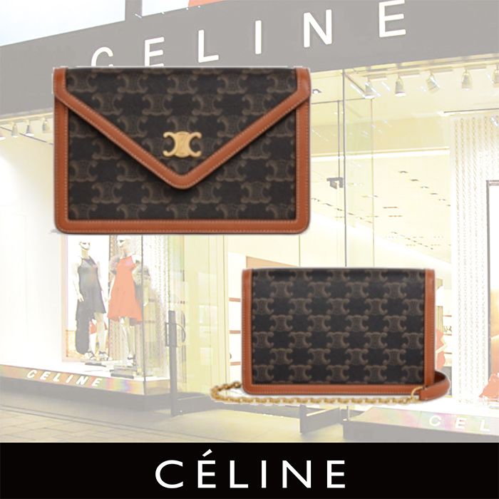 CELINE チェーンウォレット トリオンフキャンバス&ラムスキン (CELINE 大好評発売中 専用【CELINE セリーヌ】チェーンウォレット トリオンフキャンバス ショルダーバッグ