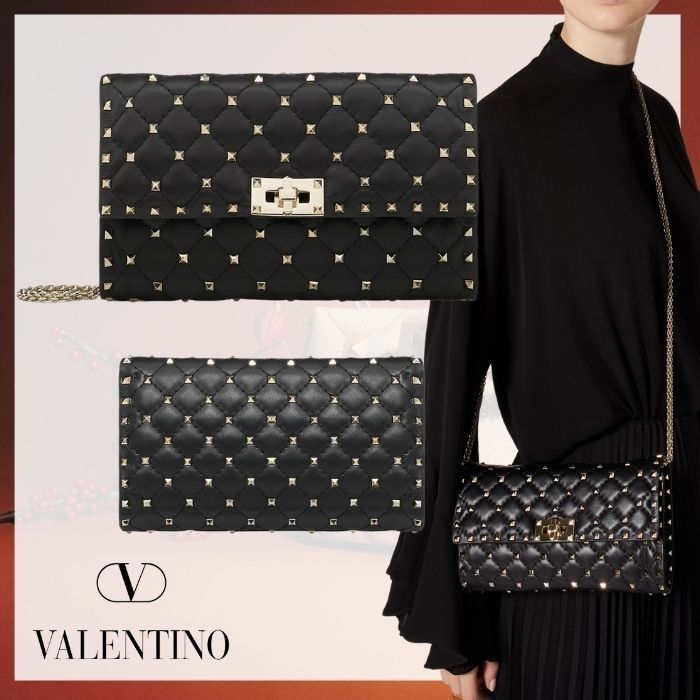 Valentino スモール ロックスタッドスパイクチェーンバッグ 3WAY 日本直販オンライン チェーンバック 3way VALENTINO ショルダーバッグ