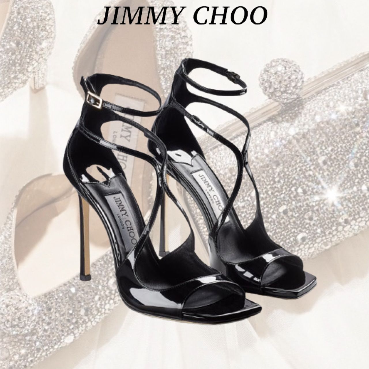 JIMMY CHOO ジミーチュウ AZIA 110 サンダル ストラップ 黒 (Jimmy レビュー高評価の商品! ジミーチュウ サンダル ミュール 黒 サンダル